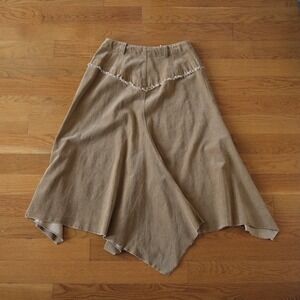 Coco Blanc Corduroy Skirt Women Brown Fringe Handkerchief Hem Western Boho 16